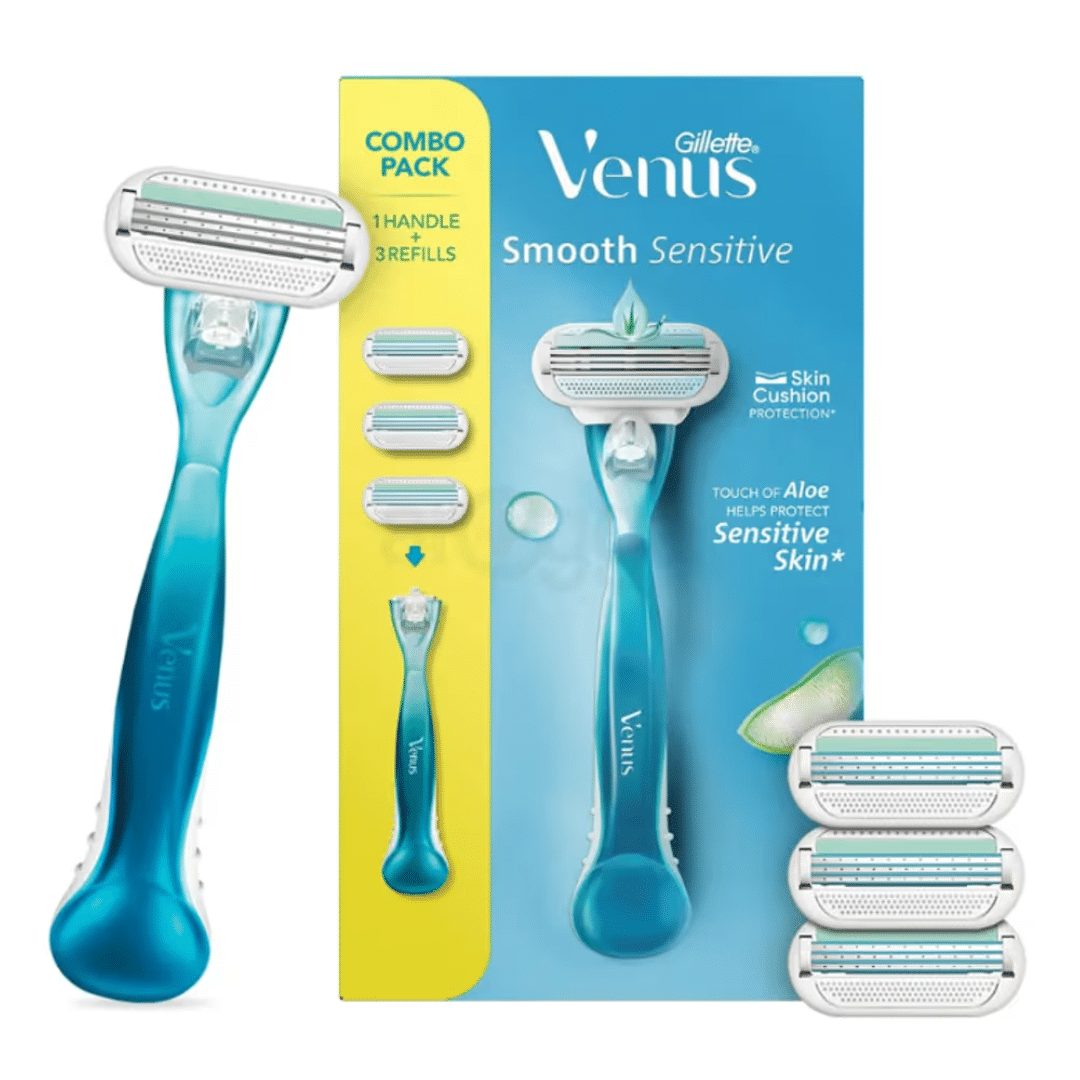 Gillette Venus Smooth Sensitive Combo Pack – 1 Handle + 3 Refills