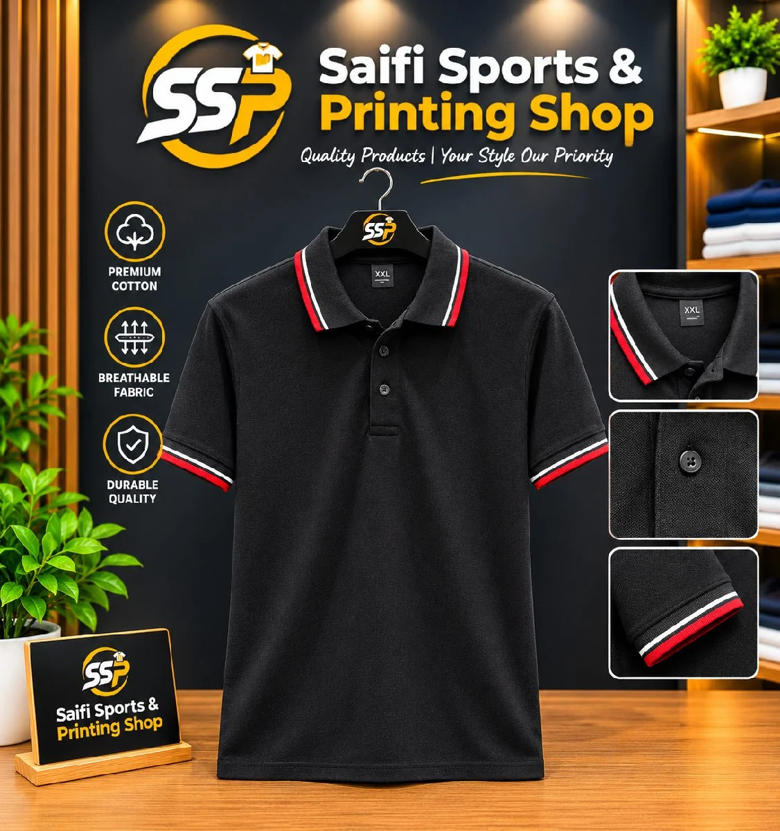 Polo black colour t-shirt